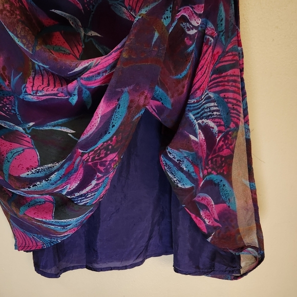 Robbie Bee Vintage Silk Shift Dress Botanical Pattern Sz 12 Vacation Resort - Picture 6 of 9